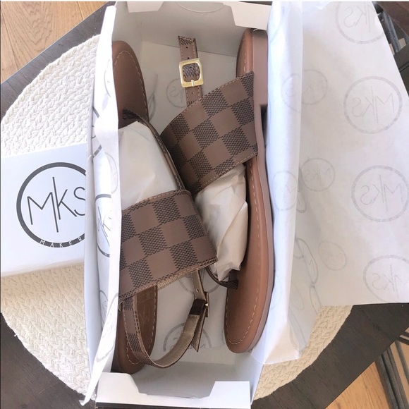 Boutique Checker Banded T-Strap Slingback Sandal - Picture 4 of 7